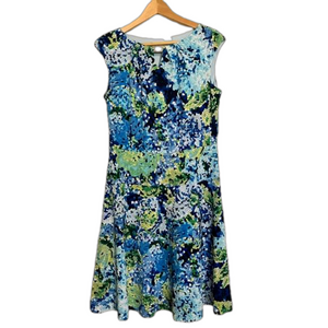 TRADITION sleeveless wash and wear midi dress in mosaic pattern